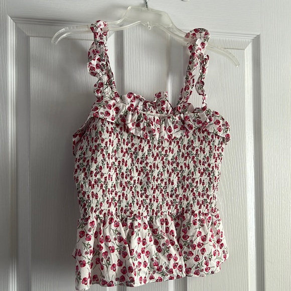 J. Crew Tops - J Crew white and pink floral sleeveless top